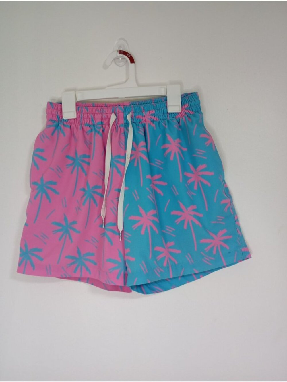 Chubbies Mens Palm Tree Swim Trunks Pink & Blue Size Small 5.5" Inseam